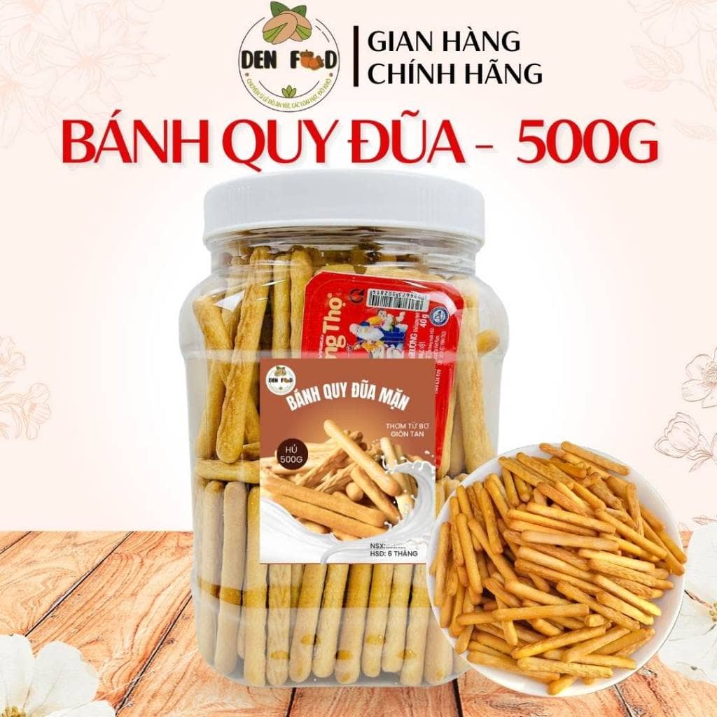 500gr Bánh quy đũa bơ sữa giòn tan, bánh que tuổi thơ, Ăn vặt Denfood