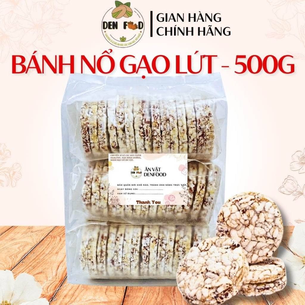 500g Bánh gạo lứt ăn kiêng Denfood, bánh nổ gạo lức nguyên hạt