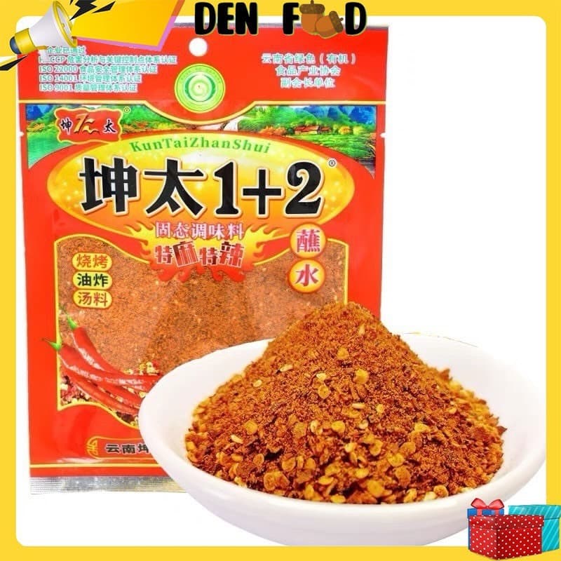 (gói 100g) Ớt Bột Vân Nam Kuntai Trộn Tê Cay 1+2 Tẩm ướp đồ nướng, pha chế đồ chấm - Ăn Vặt Denfood