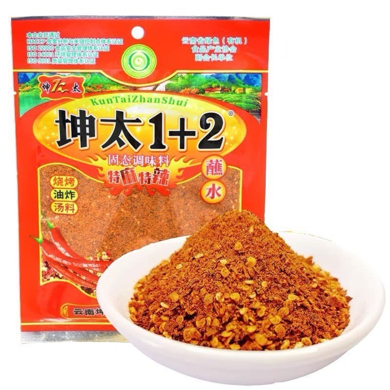 (gói 100g) Ớt Bột Vân Nam Kuntai Trộn Tê Cay 1+2 Tẩm ướp đồ nướng, pha chế đồ chấm - Ăn Vặt Denfood