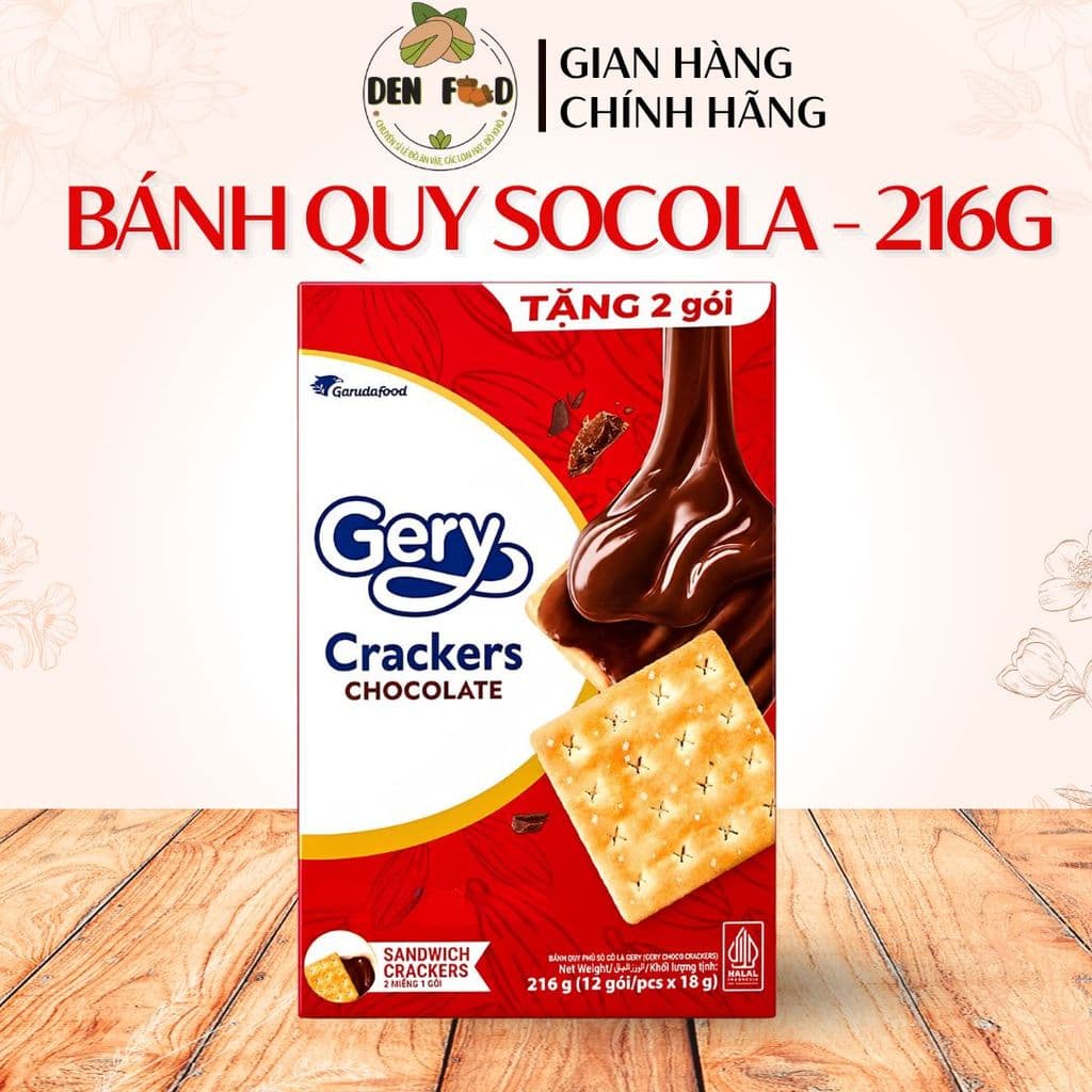 216g Bánh Gery Crackers Vị Socola, Giòn Xốp Thơm Ngon, Ăn Vặt Hấp Dẫn - Ăn Vặt Denfood