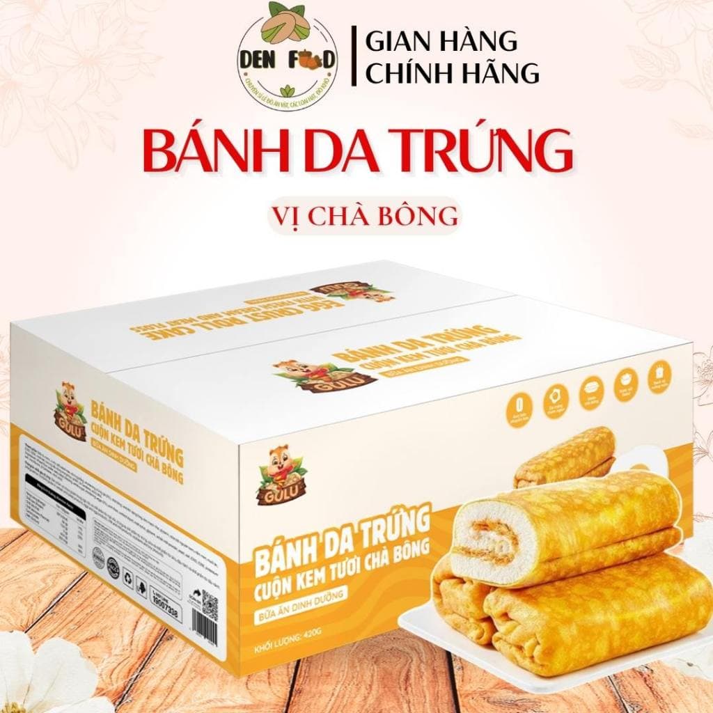 1 HỘP - Bánh Trứng Cuộn Chà Bông của Gulu Foods - Ăn Vặt Denfood
