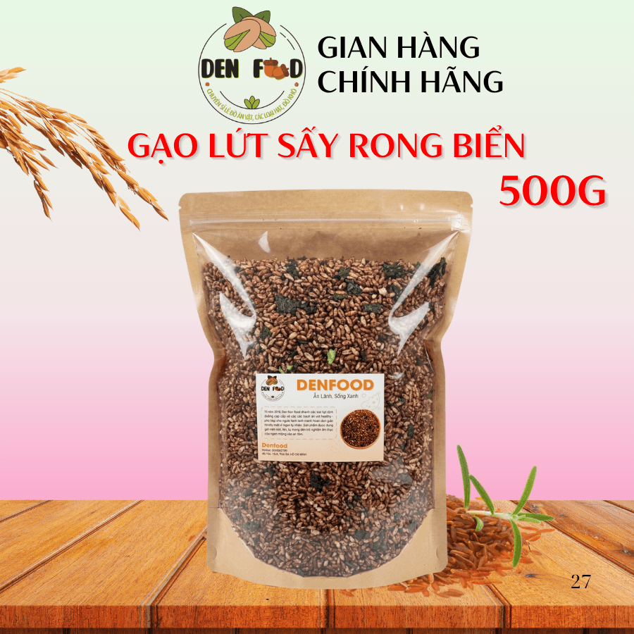 500G Gạo lứt sấy rong biển giòn ngon vừa vị - Ăn Vặt Denfood