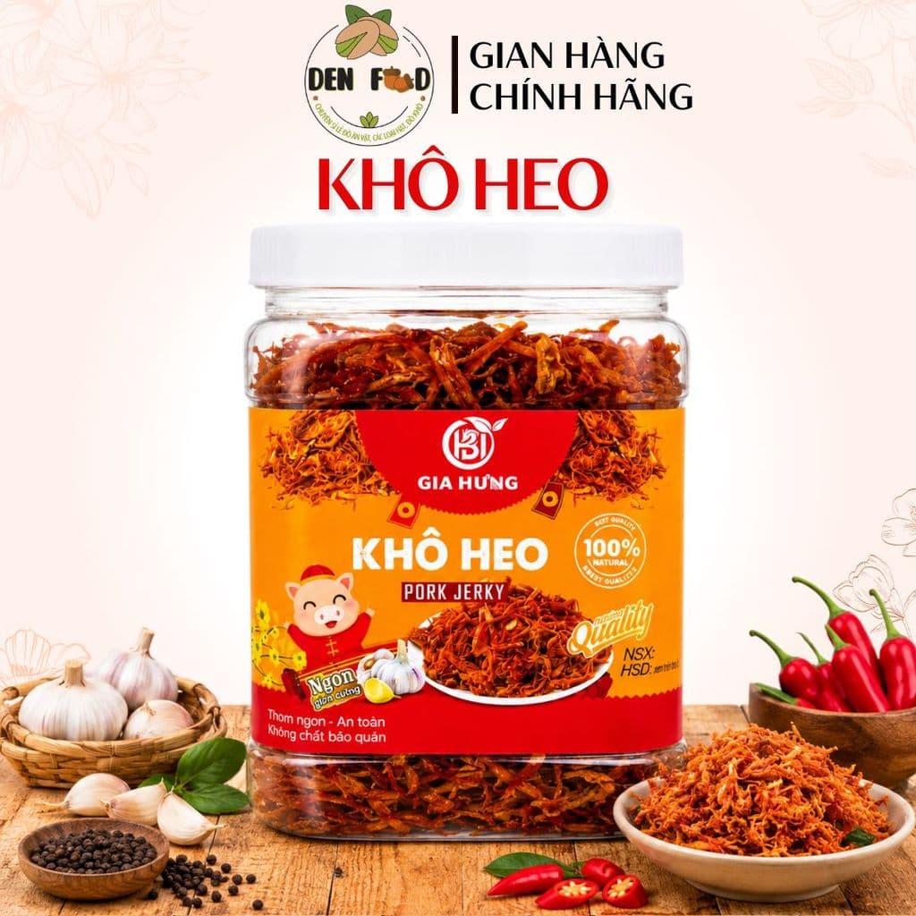 Khô Heo Sợi 500G – Thơm Ngon Đậm Vị, Dai Mềm Hấp Dẫn – Ăn Vặt Denfood