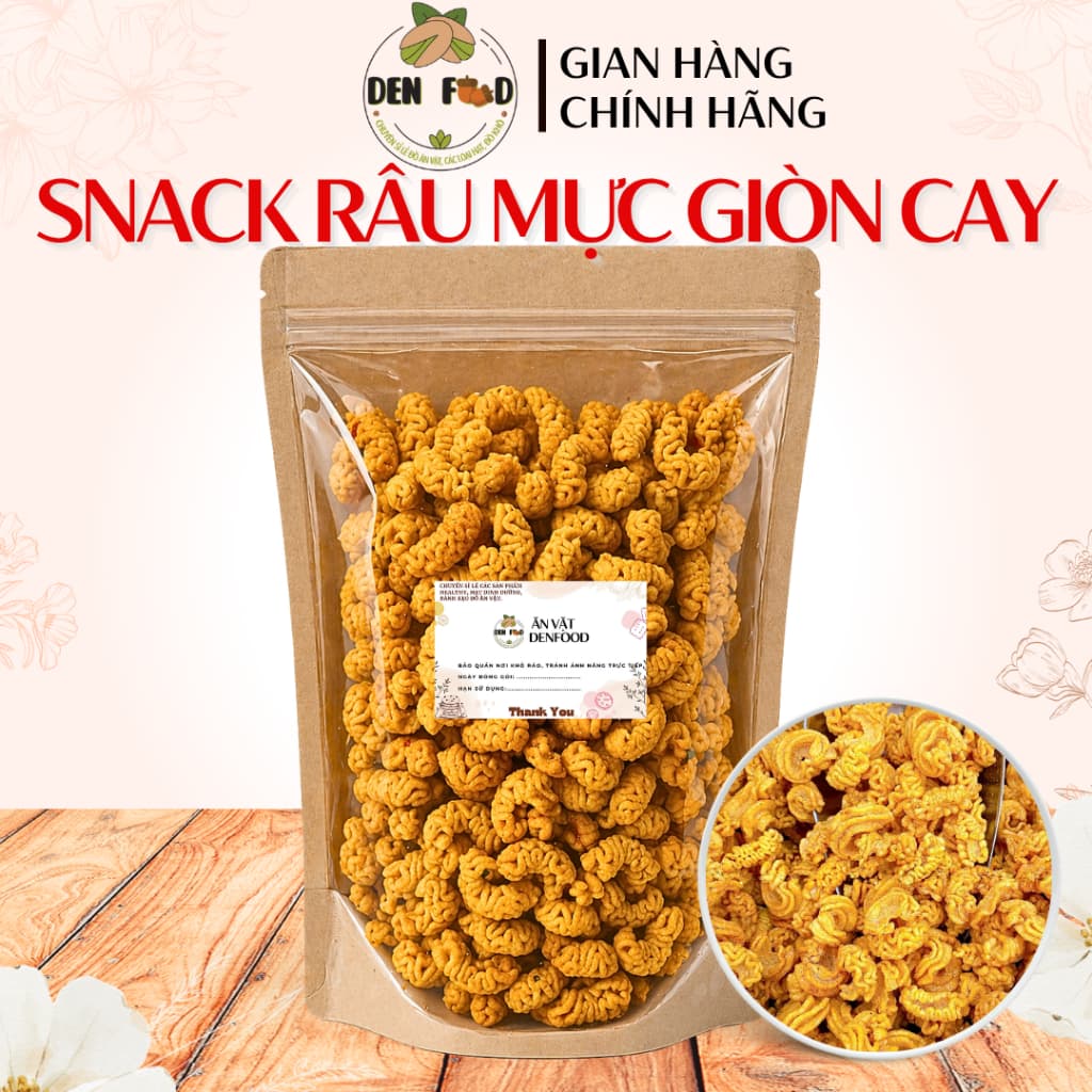 500g Snack Râu Mực Giòn Cay – Bim Bim Mì Tôm Uốn Lượn