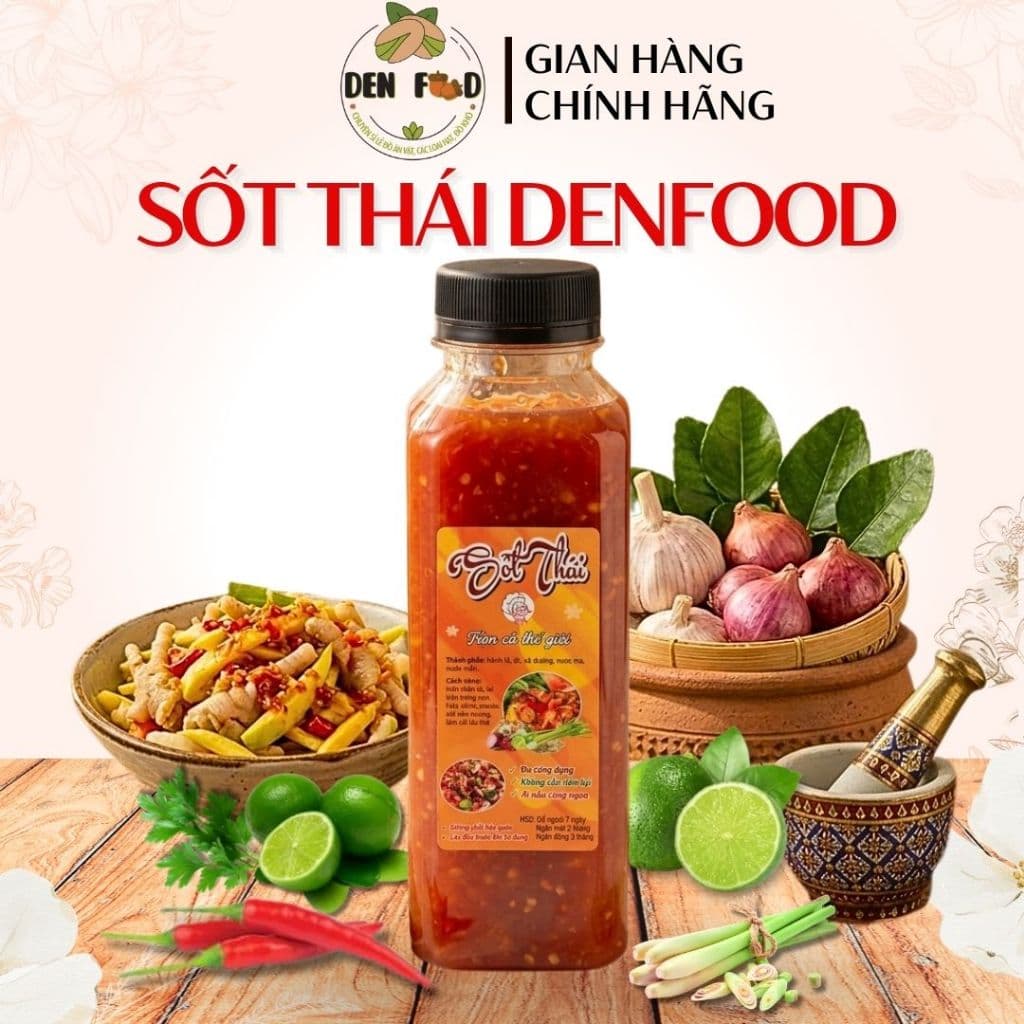 330ml Sốt Thái Denfood Trộn Chân Gà Sả Tắc, Tai heo, Hải Sản Chai- Ăn Vặt Denfood